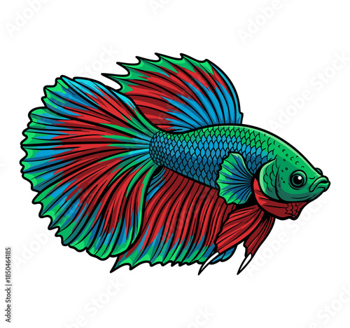 Cute Cartoon Betta Fish Pet Character Vector Illustration