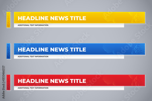 modern lower third for television and stream channel with red, blue, yellow color