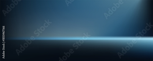 Dark blue background glowing light blue ray spotlight stage studio backdrop product placement abstract template design modern