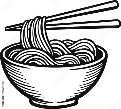 Bowl of noodles with chopsticks