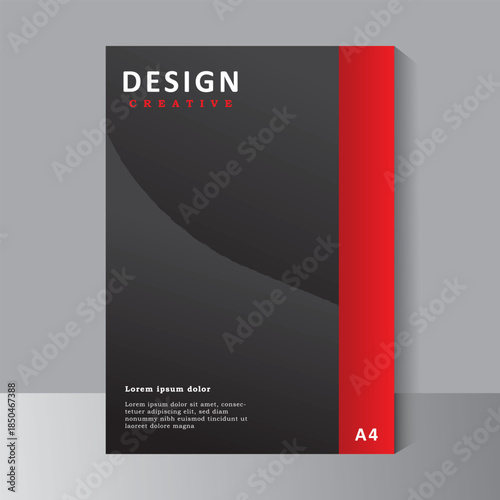 Template vector design for Brochure, Book cover, Annual Report, Magazine, Poster, Corporate Presentation, Flyer, modern cover template with black print ready color, A4 size, vector template