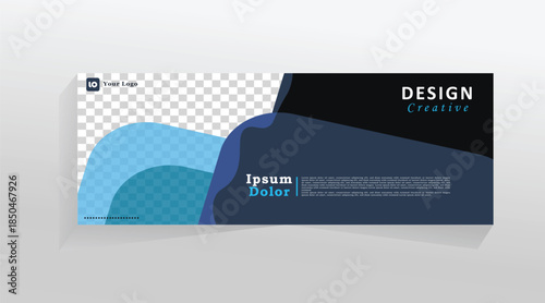 Horizontal banner for digital product and services, Vector banner template for social media and web, promotion banner tempalate  abstract blue colour web banner. eps 10