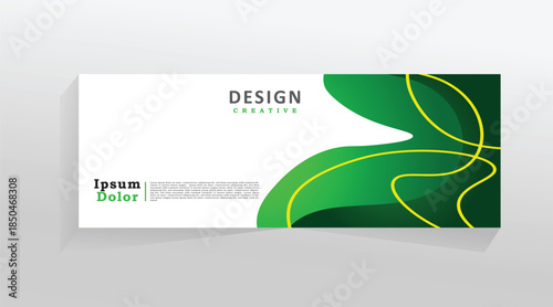 Vector abstract banner web template, business design template for social media, cover header, green colour banner template with yellow line. vector template with eps 10
