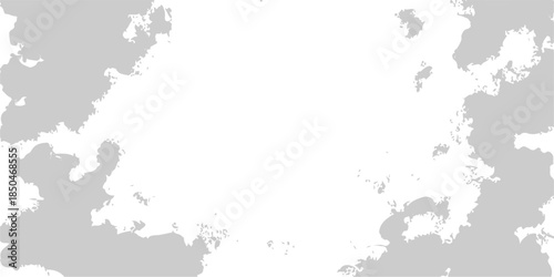 Abstract grunge texture background with ink splashes featuring a black vector world map silhouette and a decorative frame design on vintage paper for a geographic art wallpaper illustration