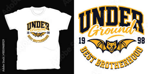 Underground 1998 best brotherhood t-shirt design with a fierce bat emblem