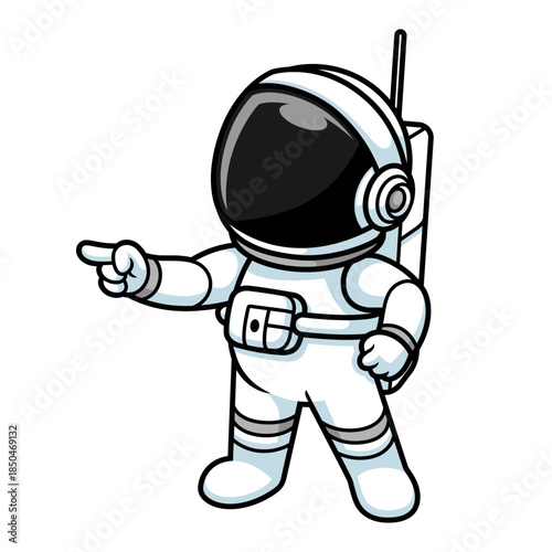 Cartoon Astronaut Pointing Left Illustration