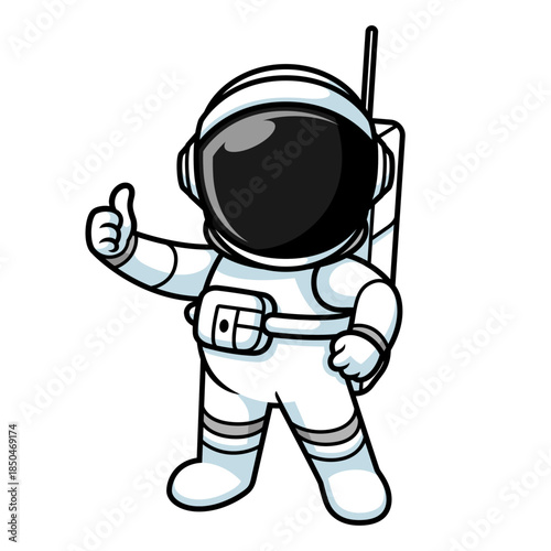 Cartoon Astronaut Giving Thumbs Up Illustration