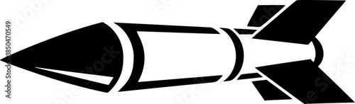 Stylized Missile Illustration in Monochrome, a symbolic represen
