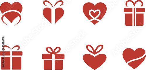 Collection of Red Heart and Gift Box