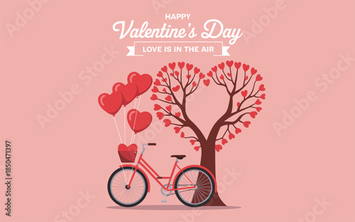 Happy Valentine's Day: Love is in the Air with Heart Tree and Bicycle