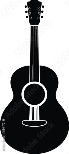Acoustic Guitar Black Silhouette Vector Icon