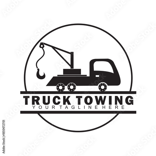 
black towing truck vector logo