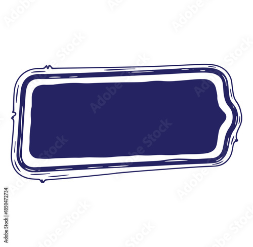 Decorative blue rectangular frame or label with hand drawn lines for design elements