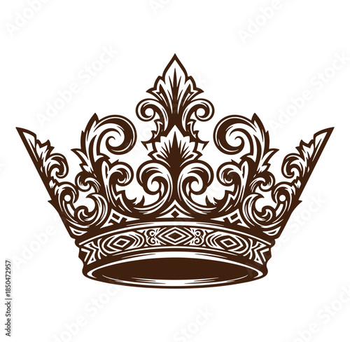Elegant brown royal crown vector illustration perfect for luxurious designs and emblems