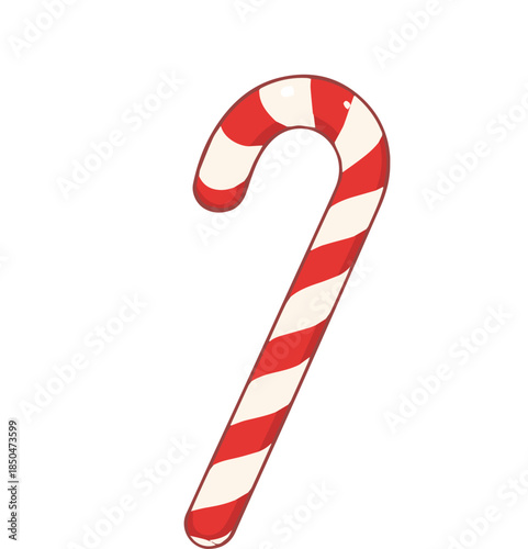 Festive Red and White Striped Candy Cane Icon Perfect for Holiday Decorations and Sweet Treat Designs