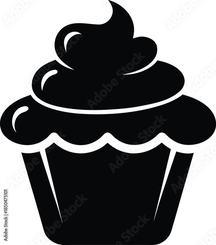 Cupcake Black Silhouette Vector Icon