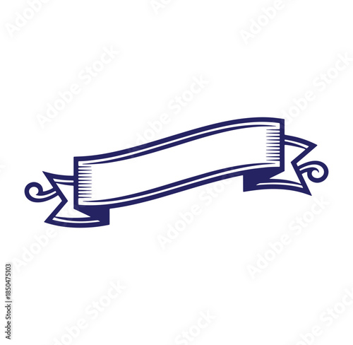 Vintage blue ribbon banner vector illustration perfect for design and graphic projects