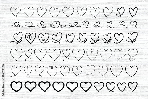 Heart icon decoration material decoration handwritten set stylish pop parts stamp stamp simple love heartbreak advertising illustration Heart icon set