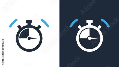 Stopwatch icon set - Line and glyph solid icon set - Solid icons vector collection - Blue icon set - Icon vector - Flat Design Icon - Vector icon symbol