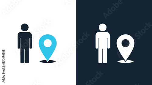 Location icons - Line and glyph solid icon set - Solid icons vector collection - Blue icon set - Icon vector - Flat Design Icon - Vector icon symbol