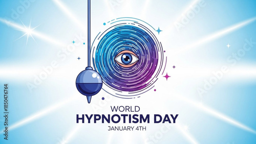 World Hypnotism Day Vector With Abstract Mind And Pendulum Concept