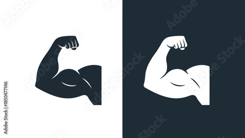 Muscle arm icon set - Line and glyph solid icon set - Solid icons vector collection - Blue icon set - Icon vector - Flat Design Icon - Vector icon symbol