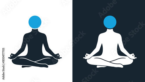 Meditation icons - Line and glyph solid icon set - Solid icons vector collection - Blue icon set - Icon vector - Flat Design Icon - Vector icon symbol