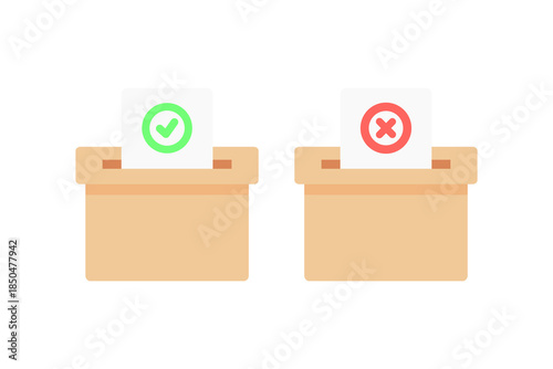 Voting ballot box icon set. Election, choice, campaign, decision, politics, petition concepts. Flat vector design isolated illustration.