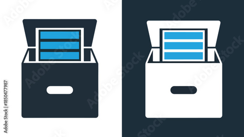 File drawer icons - Line and glyph solid icon set - Solid icons vector collection - Blue icon set - Icon vector - Flat Design Icon - Vector icon symbol