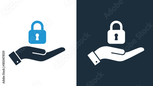 Security and trust icons - Line and glyph solid icon set - Solid icons vector collection - Blue icon set - Icon vector - Flat Design Icon - Vector icon symbol