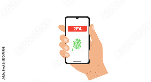 Two Factor Authentication 2FA Smartphone Security with Biometric Fingerprint Scan Verification cybersecurity