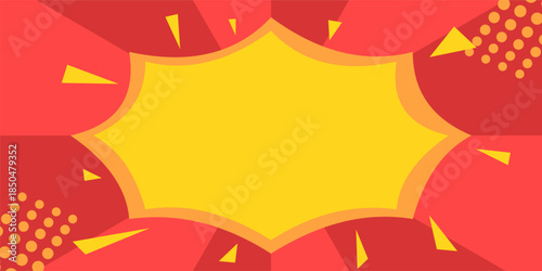Comic Style Explosion Burst Background with Blank Yellow Speech Bubble