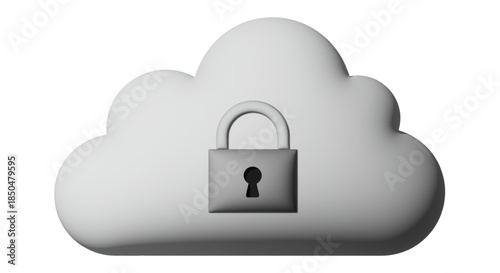 Secure Cloud Storage Icon with Padlock Symbol Data Protection Concept Digital Security Illustration cybersecurity