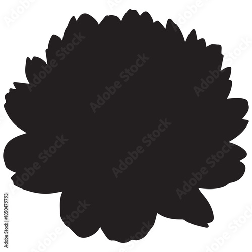 Large black flower silhouette on white background