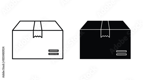 Parcel icons -  Vector icon set - Line and glyph solid icon set - Icon vector - Flat Design Icon - Solid icons vector collection - Blue icon set 