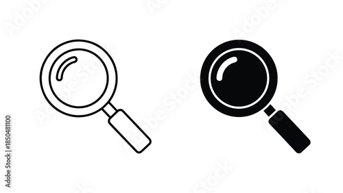 Magnifying glass icons -  Vector icon set - Line and glyph solid icon set - Icon vector - Flat Design Icon - Solid icons vector collection - Blue icon set 