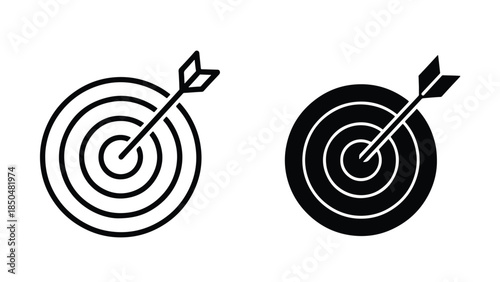 Target icons -  Vector icon set - Line and glyph solid icon set - Icon vector - Flat Design Icon - Solid icons vector collection - Blue icon set 