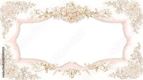 Elegant Floral Frame with Delicate Pastel Colors for Wedding Invitations.