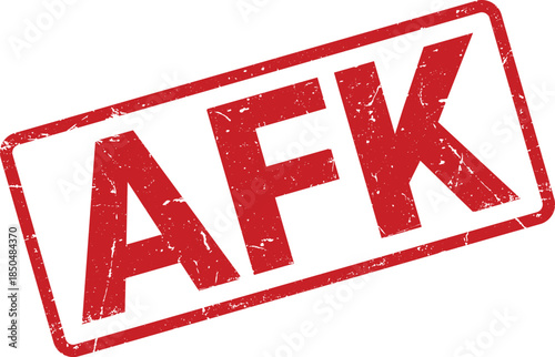 Distressed Red AFK Stamp Away From Keyboard, Grunge Text, Isolated on White