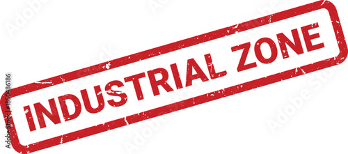 Red Industrial Zone Rubber Stamp on White Background Isolated Factory Location Designation