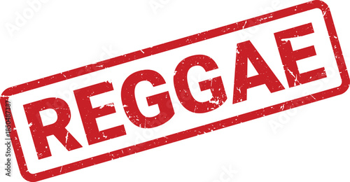 Red Distressed Reggae Stamp on White Background, Music Genre Representation, Label Effect