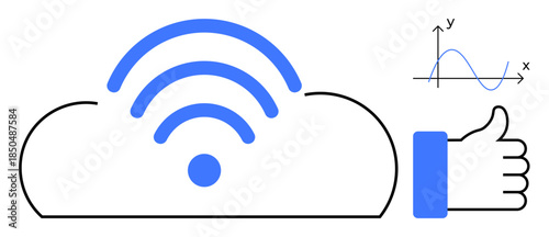 Cloud connectivity. Cloud connectivity combines wireless signals with data analysis in a visual theme. Cloud connectivity for technology, digital communication, network efficiency