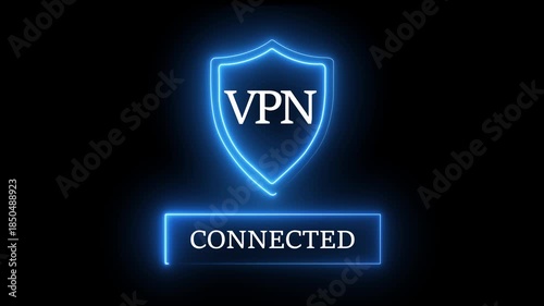 Glowing neon VPN Virtual Private network protocol concept. Motion graphics of VPN network idea.  personal networking concept.4k video animation 
