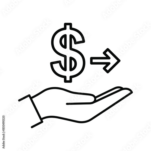 Hand receiving dollar symbol with arrow