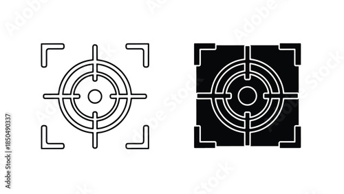 Target icons set -  Vector icon set - Line and glyph solid icon set - Icon vector - Flat Design Icon - Solid icons vector collection - Blue icon set 