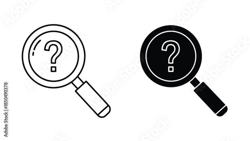 Search and inquiry magnifying glass icons -  Vector icon set - Line and glyph solid icon set - Icon vector - Flat Design Icon - Solid icons vector collection - Blue icon set 