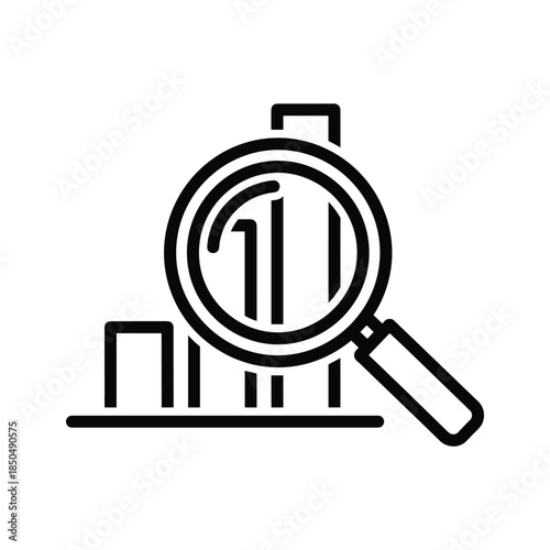Magnifying glass examining bar graph