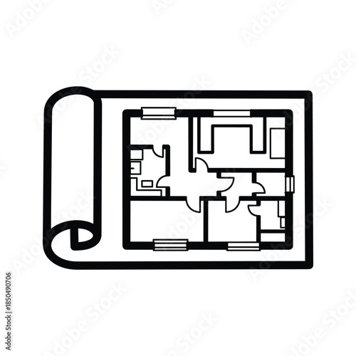 Detailed floor plan illustration on white background