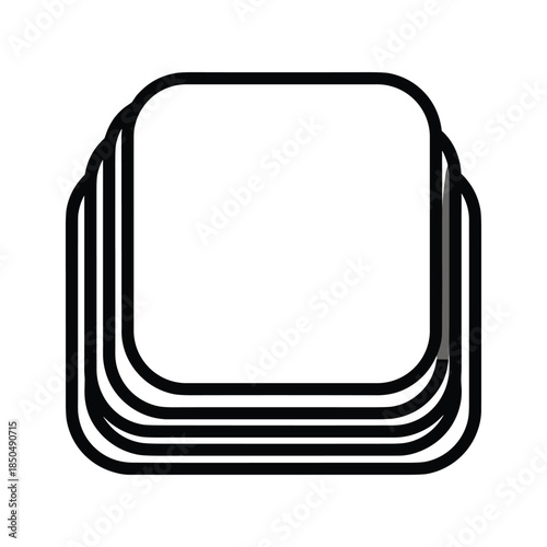 Stack of square plates on a white background