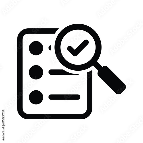 Verified document with magnifying glass